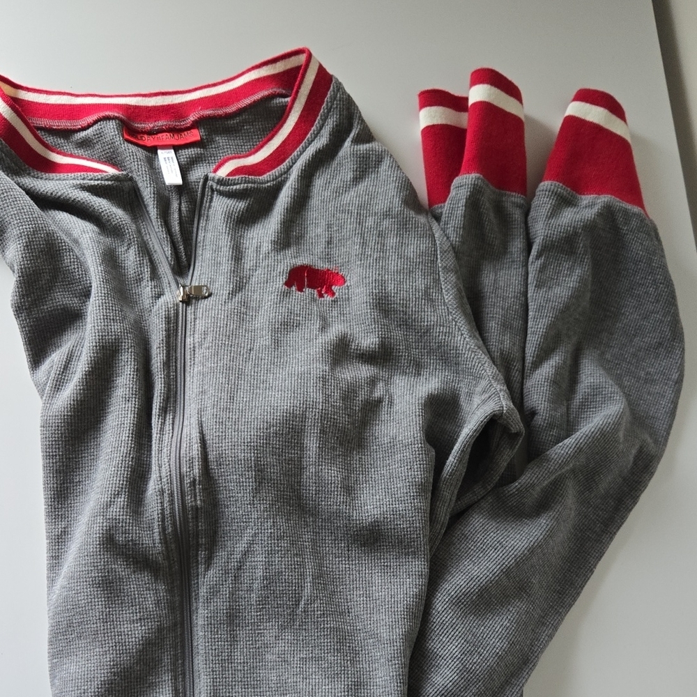 Gray and Red Zip-Up Jacket
